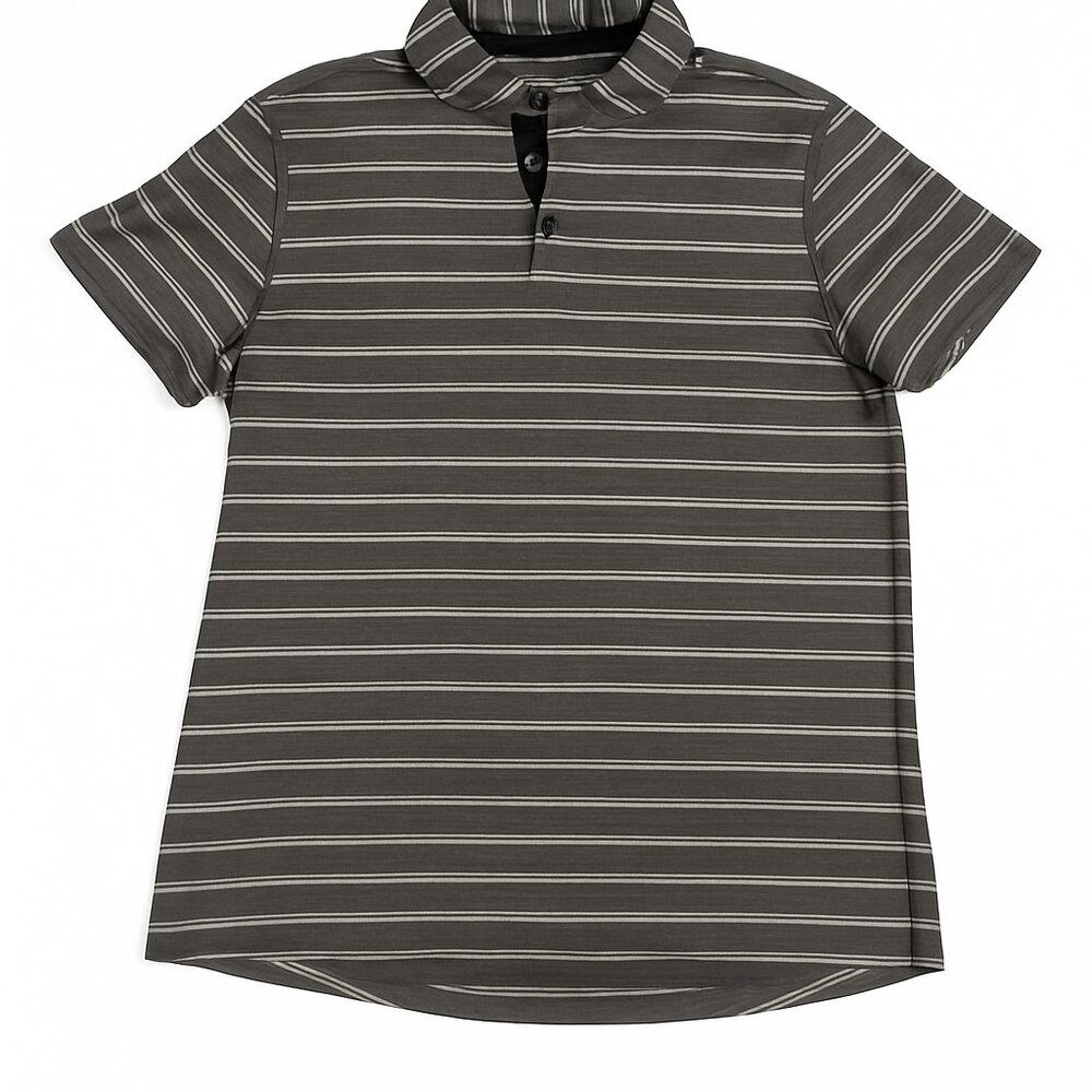 Lululemon Men's Polo Shirt – Size Large – Striped / Breathable / Athletic Fit